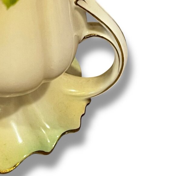 Vintage RS Prussia Hat Pin Holder Two Handles Pink Rose Green Gold Trim Red Star - Picture 5 of 9